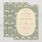 Elegant Teal Floral Kaart (Voorkant / Achterkant)
