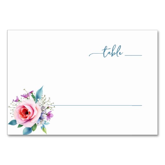 Elegant Teal Floral Kaart (Voorkant)