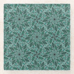 Elegant Teal Floral Pattern with Leaf Mandala  Glazen Onderzetter<br><div class="desc">Seamless teal floral pattern with intricate leaf mandala motifs on a muted aqua background,  conveying elegance and harmony.</div>