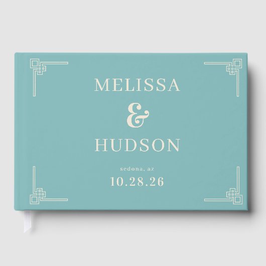 Elegant Teal Geometric Gastenboek (Voorkant)