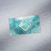 Elegant Teal Gold Ocean Wave Liquid Marble Magnetisch Visitekaartje (Voorbeeld)