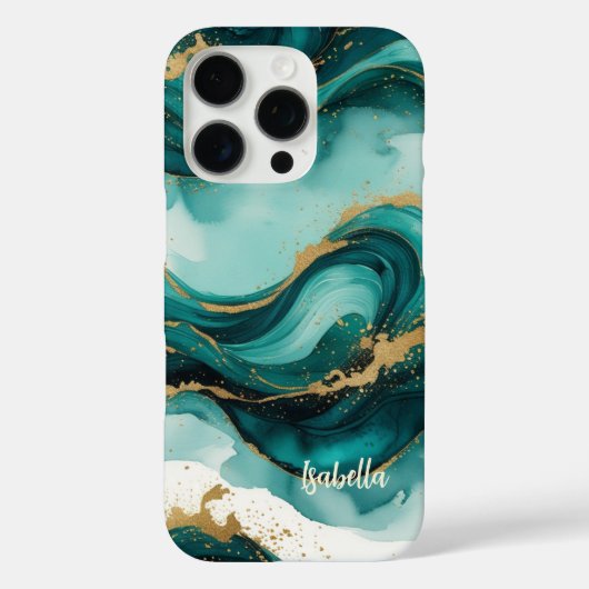 Elegant Teal Gold Watercolor Case (Achterkant)