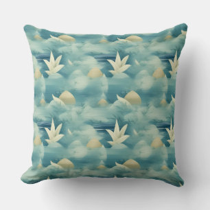 Elegant Teal & Goud Bladmotive Kussen