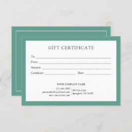 Elegant Teal Green Business Gift Certificate Logo