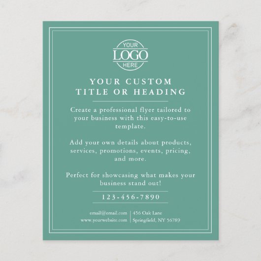 Elegant Teal Green Business Logo Promotional Flyer (Voorkant)