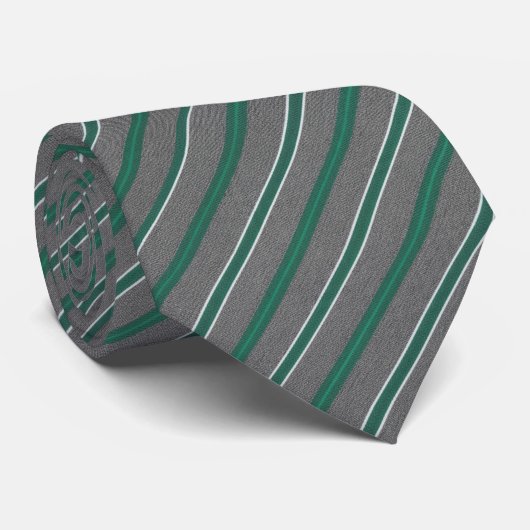 Elegant Teal Green & Silver Diagonal Striped Stropdas (Opgerold)
