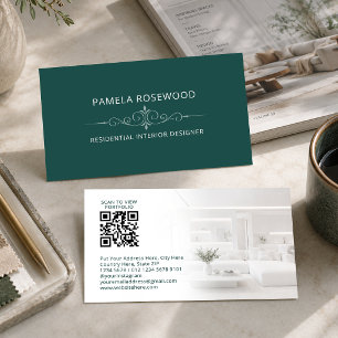 Elegant Teal interieurontwerp Victoriaans orname Visitekaartje