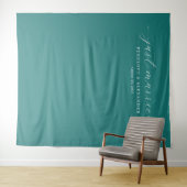 Elegant Teal Just Married Wandkleed (In Situ (horizontaal))
