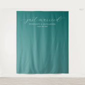 Elegant Teal Just Married Wandkleed (Voorkant)