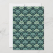 Elegant Teal Leaf Motive Kaart (Achterkant)