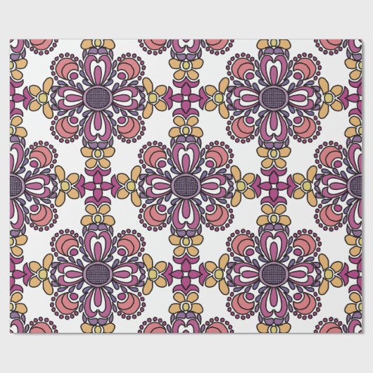 Elegant Teal & Maroon Floral Pattern Wrapping Cadeaupapier (Vlak)