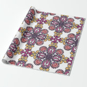 Elegant Teal & Maroon Floral Pattern Wrapping Cadeaupapier (Uitgerold)