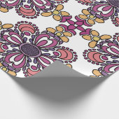 Elegant Teal & Maroon Floral Pattern Wrapping Cadeaupapier (Hoek)