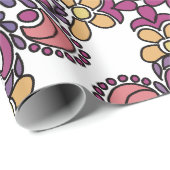 Elegant Teal & Maroon Floral Pattern Wrapping Cadeaupapier (Rol Hoek)