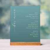 Elegant Teal Minimalist Bar Menu Acryl Bord (Neutraal)