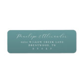Elegant Teal Minimalist Etiket (Voorkant)
