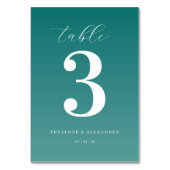 Elegant Teal Nummer Tafelbordje Kaart (Achterkant)
