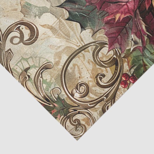 Elegant Teal Peacock Christmas Decoupage Tissuepapier (Detail)