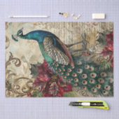 Elegant Teal Peacock Christmas Decoupage Tissuepapier (Craft)