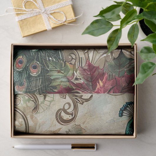 Elegant Teal Peacock Christmas Decoupage Tissuepapier (Geschenk)