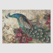 Elegant Teal Peacock Christmas Decoupage Tissuepapier (Voorkant)
