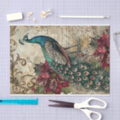 Elegant Teal Peacock Christmas Decoupage Tissuepapier (Craft)