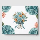 Elegant Teal Rose & Orange Daisey Wedding Gastenboek (Achterkant)