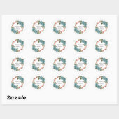Elegant Teal Rose & Orange Daisey Wedding Ronde Sticker (Vel)