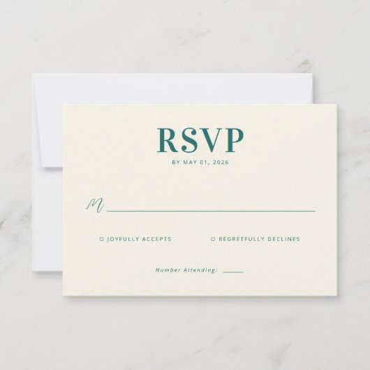 Elegant Teal RSVP Card Kaartje (Voorkant)