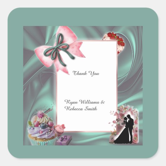 Elegant Teal Satin and Blush Bow Sticker (Voorkant)