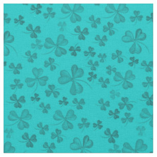 Elegant Teal Shamrock Patroon Cute & Mooie Klaver Stof