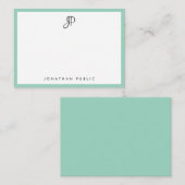 Elegant Teal Simple Template Typography Monogram Notitiekaartje (Voorkant / Achterkant)
