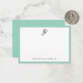 Elegant Teal Simple Template Typography Monogram Notitiekaartje (Voorkant / Achterkant in situ)