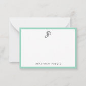 Elegant Teal Simple Template Typography Monogram Notitiekaartje (Voorkant)