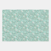 Elegant teal swirl flower pattern  inpakpapier vel (Voorkant 3)
