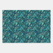 Elegant teal swirl leaf pattern inpakpapier vel (Voorkant 2)