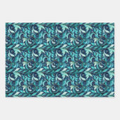 Elegant teal swirl leaf pattern inpakpapier vel (Voorkant 2)