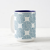 Elegant Teal Swirl Pattern Tweekleurige Koffiemok (Voorkant links)
