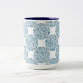 Elegant Teal Swirl Pattern Tweekleurige Koffiemok (Center)