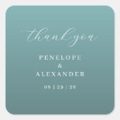 Elegant Teal Thank You Card Vierkante Sticker (Voorkant)