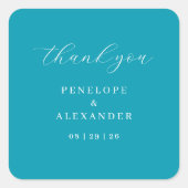 Elegant Teal Thank You Card Vierkante Sticker (Voorkant)