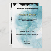 Elegant Teal Watercolor Wedding Invitation Kaart (Voorkant / Achterkant)