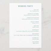 Elegant Teal Wedding Ceremony Details Programmakaart (Achterkant)