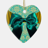 ELEGANT TEAL WITTE DAMAST BLAUWE LINT MONOGRAAF KERAMISCH ORNAMENT (Rechts)