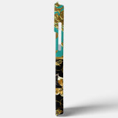 Elegant Tealblauw Damast Bloem Vlinder Goud Case-Mate iPhone Case (Achterkant / Links)