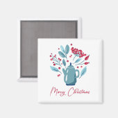 Elegant Teapot Bouquet Merry kerst Magneet (Voorkant / Achterkant)