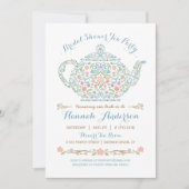 Elegant Teapot Bridal Shower Invitation Kaart (Voorkant)