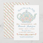 Elegant Teapot Bridal Shower Invitation Kaart (Voorkant / Achterkant)