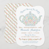 Elegant Teapot Bridal Shower Invitation Kaart (Voorkant / Achterkant)