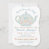 Elegant Teapot Bridal Shower Invitation Kaart (Voorkant)